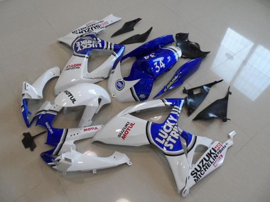 Suzuki GSXR 750 Motorrad Verkleidung 2006-2007 - Weiss Blau Lucky Strike Motul 34