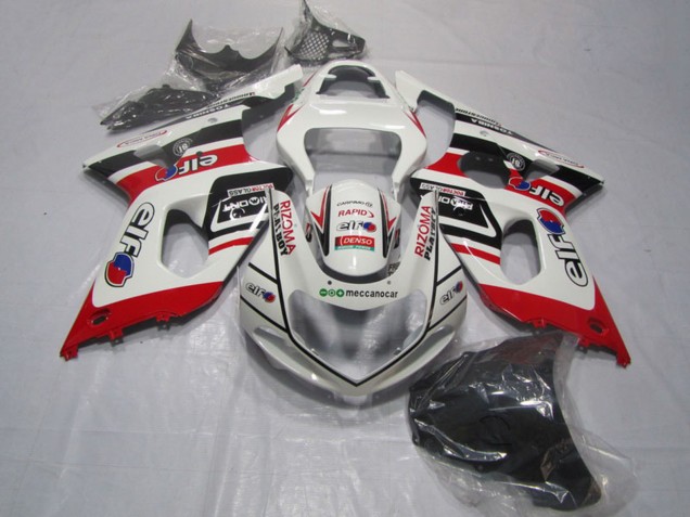 Suzuki GSXR 1000 Motorrad Verkleidung 2000-2002 - Weiss Rot Schwarz Rizoma Playboy