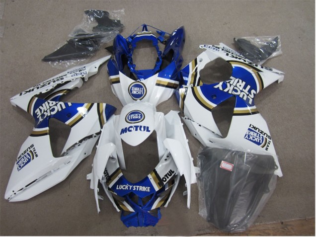Suzuki GSXR 1000 Motorrad Verkleidung 2009-2016 - Weiss Blau Lucky Strike Motul