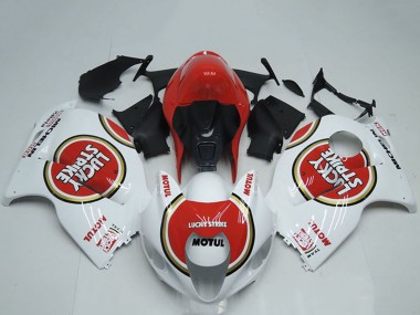 Suzuki GSXR 1300 Hayabusa Motorrad Verkleidung 1996-2007 - Weiss Rot Lucky Strike Motul