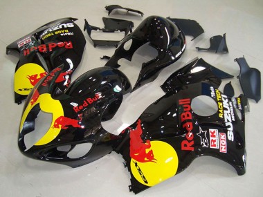 Suzuki GSXR 1300 Hayabusa Motorrad Verkleidung 1996-2007 - Glanzendes Schwarz Gelb Red Bull