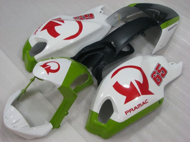 Ducati Monster 696 Motorrad Verkleidung 2008-2012 - Weiss Grun Rot Pramac 65