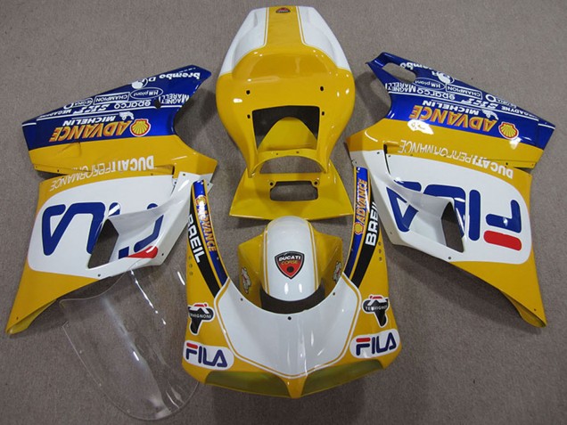 Ducati 748 Motorrad Verkleidung 1993-2005 - Gelb Weiss Blau Fila