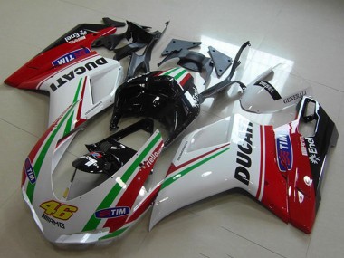 Ducati 1098 Motorrad Verkleidung 2007-2014 - Rot Weiss Schwarz Grun Tim 46