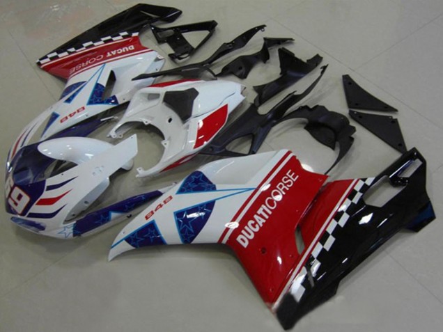 Ducati 1098 Motorrad Verkleidung 2007-2014 - Weiss Rot Schwarz Blau Corse 69