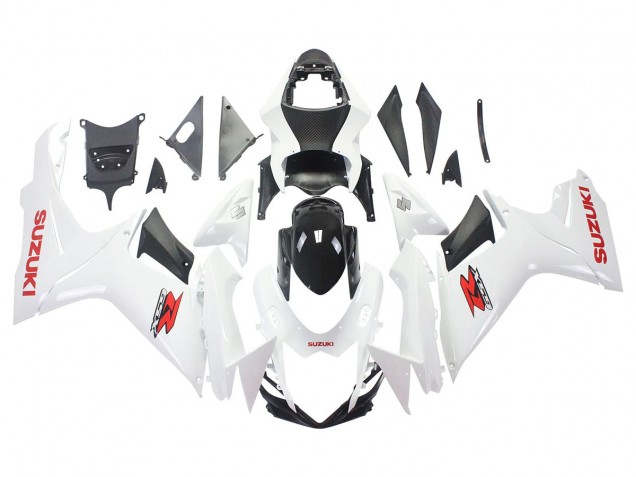 Suzuki GSXR 600/750 Motorrad Verkleidung 2011-2024 - Weiss Glanzendes Schwarz Rot Aufkleber