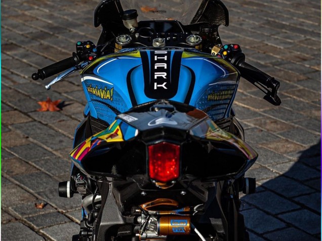Yamaha YZF R1 Motorrad Verkleidung 2015-2019 - Blau Gelb Hai