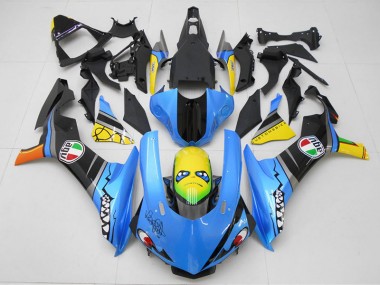 R1 2015-2019 Motorrad Verkleidungen - Blau Gelb Hai