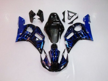 R6 1998-2002 Motorrad Verkleidungen - Blau Flamme