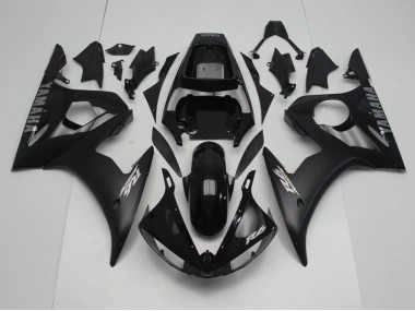 R6 2003-2005 Motorrad Verkleidungen - Schwarz mit silbernen Aufklebern