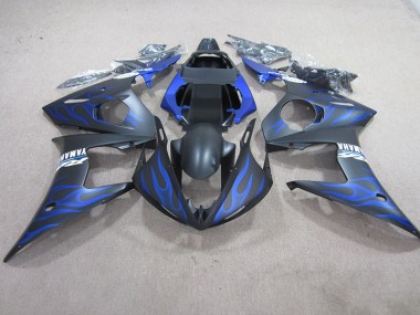 R6 2003-2005 Motorrad Verkleidungen - Schwarze Blau Flamme