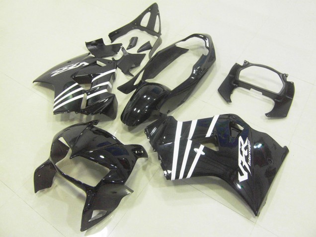 VFR 800 1998-2001 Motorrad Verkleidungen - Schwarz Weißes Streifenmuster