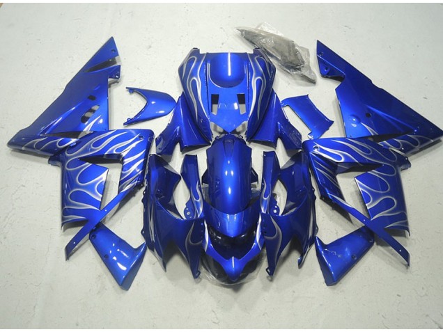 ZX10R 2003-2005 Motorrad Verkleidungen - Blau Weiße Flamme ZX10R 2003-2005 Motorrad Verkleidungen - Blau Weiße Flamme