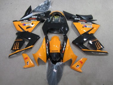 ZX10R 2003-2005 Motorrad Verkleidungen - Schwarz Orange 3M Monster