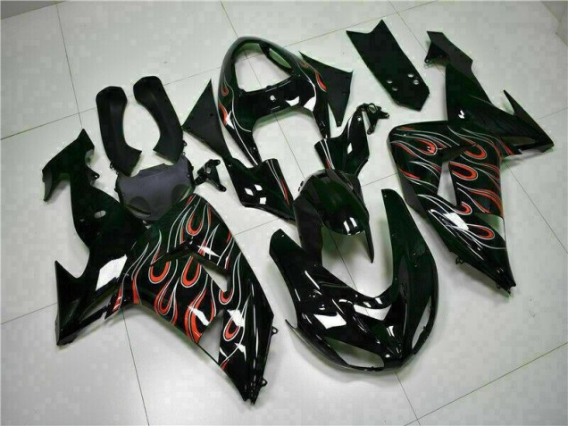 ZX10R 2006-2007 Motorrad Verkleidung - Schwarz rote Flamme ZX10R 2006-2007 Motorrad Verkleidung - Schwarz rote Flamme