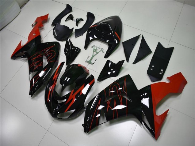 ZX10R 2006-2007 Motorrad Verkleidungen - Schwarz Rot ZX10R 2006-2007 Motorrad Verkleidungen - Schwarz Rot
