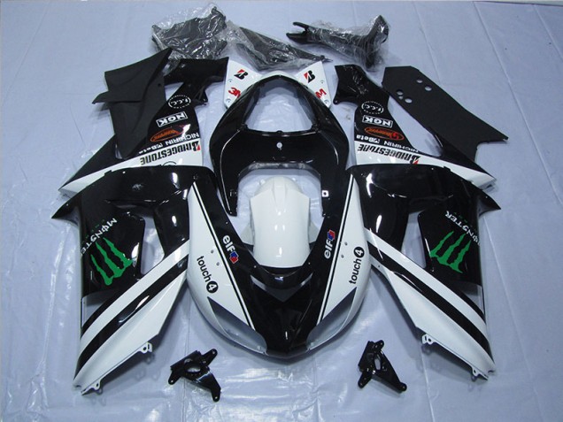 ZX10R 2006-2007 Motorrad Verkleidungen - Schwarz Weißes Touch4 Monster ZX10R 2006-2007 Motorrad Verkleidungen - Schwarz Weißes Touch4 Monster