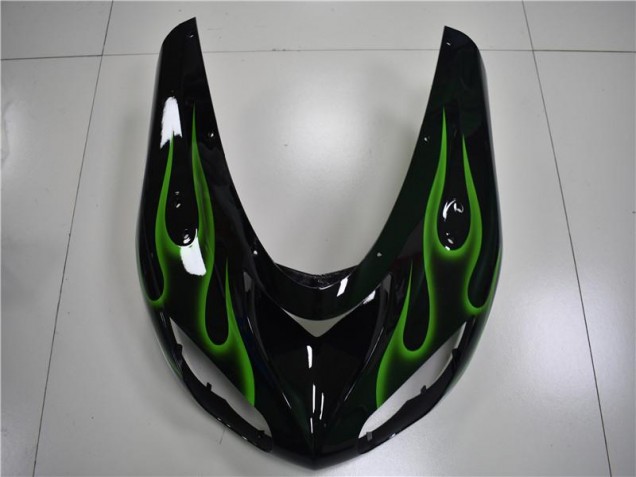 ZX10R 2006-2007 Motorrad Verkleidungen - Schwarze Grüne Flamme ZX10R 2006-2007 Motorrad Verkleidungen - Schwarze Grüne Flamme