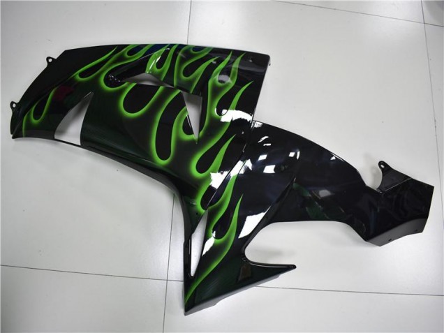 ZX10R 2006-2007 Motorrad Verkleidungen - Schwarze Grüne Flamme ZX10R 2006-2007 Motorrad Verkleidungen - Schwarze Grüne Flamme
