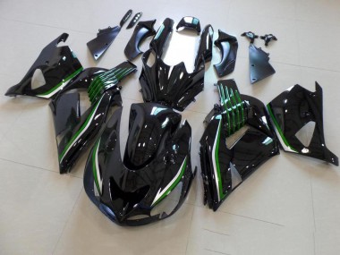 ZX14R ZZR 1400 2006-2011 Motorrad Verkleidungen - Glänzend Schwarz mit Grün Linie