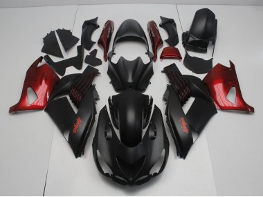ZX14R ZZR 1400 2006-2011 Motorrad Verkleidungen - Matt Schwarz und Rot