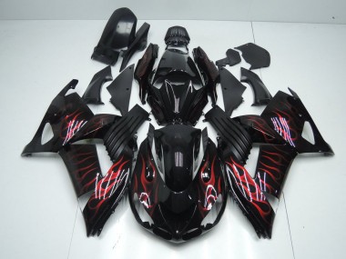 ZX14R ZZR 1400 2006-2011 Motorrad Verkleidungen - Rot Flamme