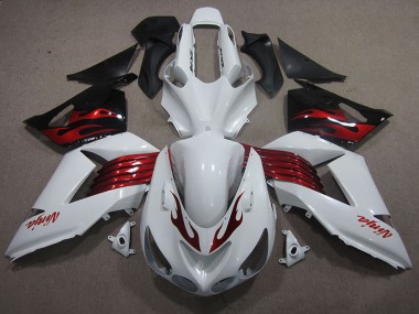 ZX14R ZZR 1400 2006-2011 Motorrad Verkleidungen - Weiß Rot Ninja