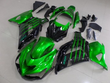 ZX14R ZZR 1400 2012-2021 Motorrad Verkleidungen - Candy Grün und Schwarz
