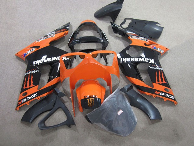 ZX6R 2003-2004 Motorrad Verkleidungen - Schwarz Orange Monster ZX6R 2003-2004 Motorrad Verkleidungen - Schwarz Orange Monster