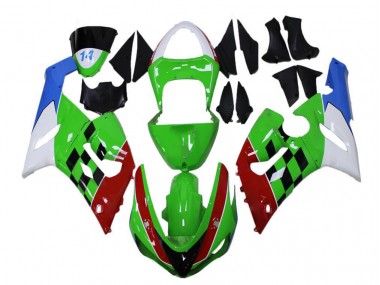 ZX6R 2005-2006 Motorrad Verkleidungen - Grün Rot Weiß Blau
