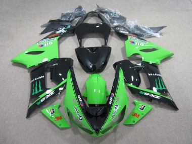 ZX6R 2005-2006 Motorrad Verkleidungen - Schwarz Grün 3M Touch4 Monster