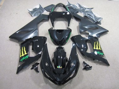 ZX6R 2005-2006 Motorrad Verkleidungen - Schwarzer Grün Ninja