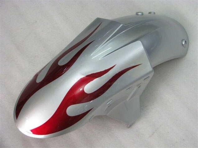 ZX6R 2005-2006 Motorrad Verkleidungen - Silber Rot Flammen ZX6R 2005-2006 Motorrad Verkleidungen - Silber Rot Flammen