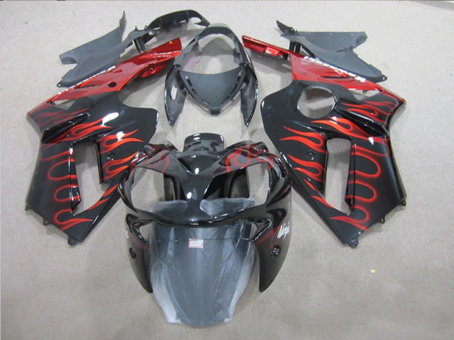 ZX6R 2007-2008 Motorrad Verkleidung - Schwarz rote Flamme ZX6R 2007-2008 Motorrad Verkleidung - Schwarz rote Flamme