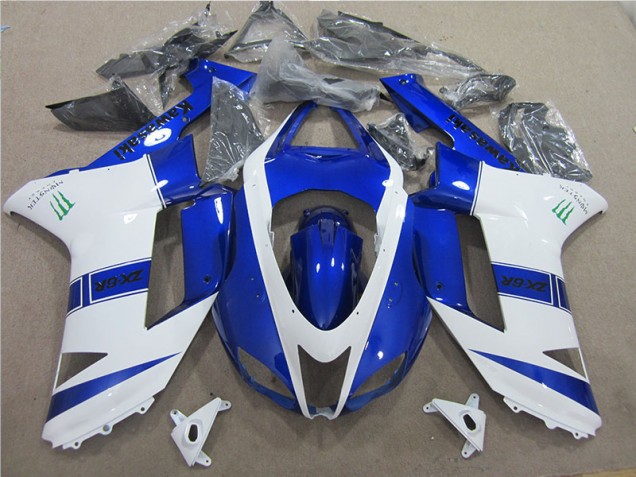 ZX6R 2007-2008 Motorrad Verkleidungen - Blau Weiß Monster ZX6R 2007-2008 Motorrad Verkleidungen - Blau Weiß Monster
