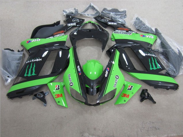 ZX6R 2007-2008 Motorrad Verkleidungen - Grün Schwarz 3M Monster ZX6R 2007-2008 Motorrad Verkleidungen - Grün Schwarz 3M Monster