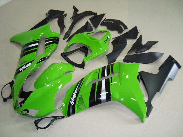 ZX6R 2007-2008 Motorrad Verkleidungen - Grüne und silberne Streifen ZX6R 2007-2008 Motorrad Verkleidungen - Grüne und silberne Streifen