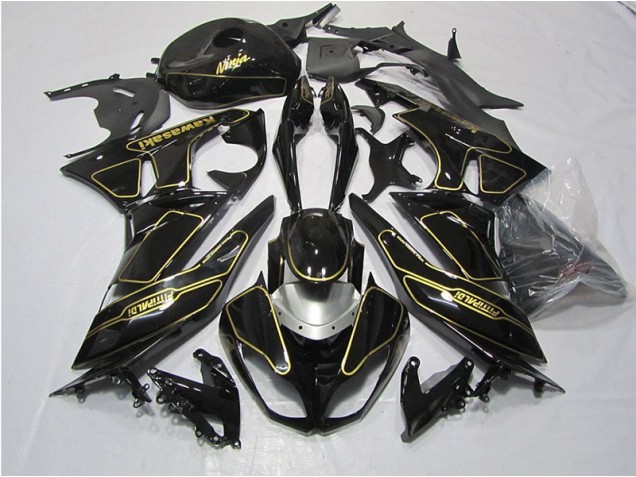 ZX6R 2009-2012 Motorrad Verkleidungen - Schwarz Gold ZX6R 2009-2012 Motorrad Verkleidungen - Schwarz Gold