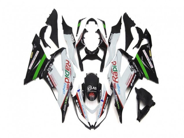 ZX6R 2013-2018 Motorrad Verkleidungen - Weiß Schwarz ZX6R 2013-2018 Motorrad Verkleidungen - Weiß Schwarz