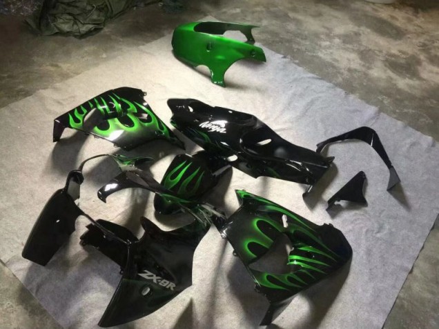 ZX9R 2000-2001 Motorrad Verkleidungen - Glänzend Schwarze Grüne Flamme ZX9R 2000-2001 Motorrad Verkleidungen - Glänzend Schwarze Grüne Flamme