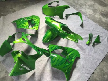ZX9R 2000-2001 Motorrad Verkleidungen - Grün Grüne Flamme